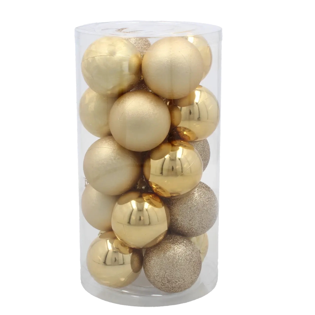 Ялинкова іграшка Chomik пластикові кульки 20 шт, 5 см, золотисті (5900779893801_2) - зображення 1