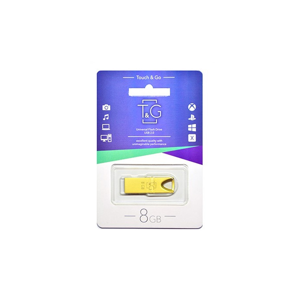 USB флеш накопичувач T&G 8GB 117 Metal Series Gold USB 2.0 (TG117GD-8G) - зображення 2