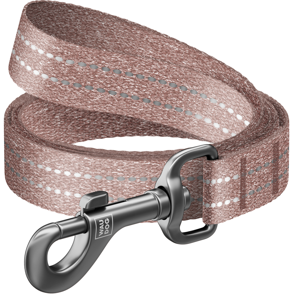 Повідець для собак WAUDOG Re-cotton світловідбивний S Ш 15 мм Д 200 см коричневий (03046) - зображення 1