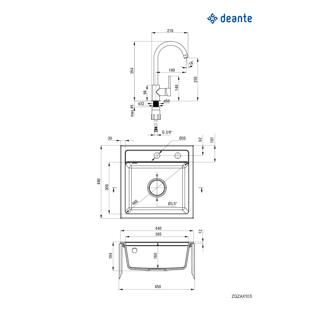 Мийка кухонна Deante Zorba ZQZ_7103 + зміш. BEN_762M (ZQZA7103) - зображення 4