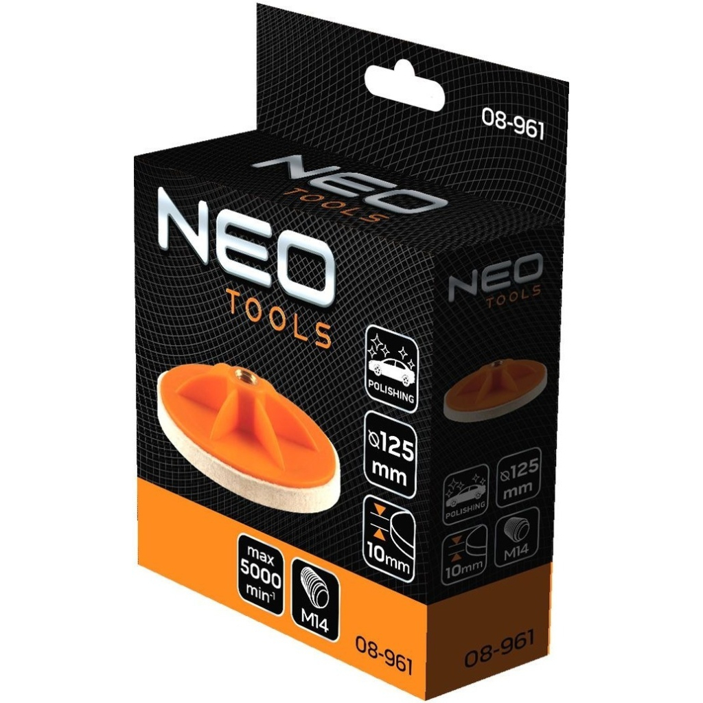 Диск полірувальний Neo Tools полірувальний, губка середньої твердості , M14, 125x10мм (08-961) - зображення 4
