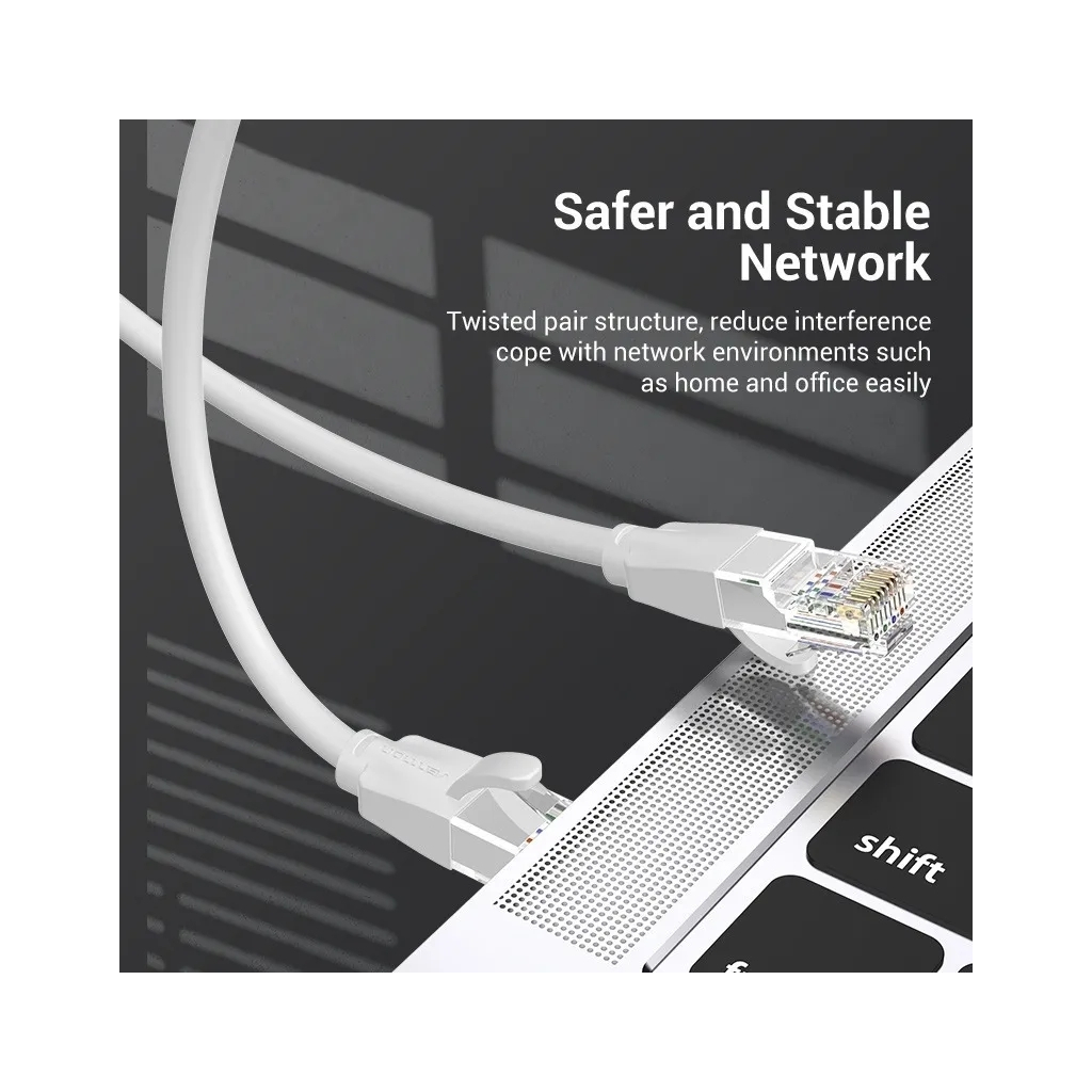 Патч-корд 1м, UTP cat 6 RJ-45 gray Vention (IBEHF) - зображення 4