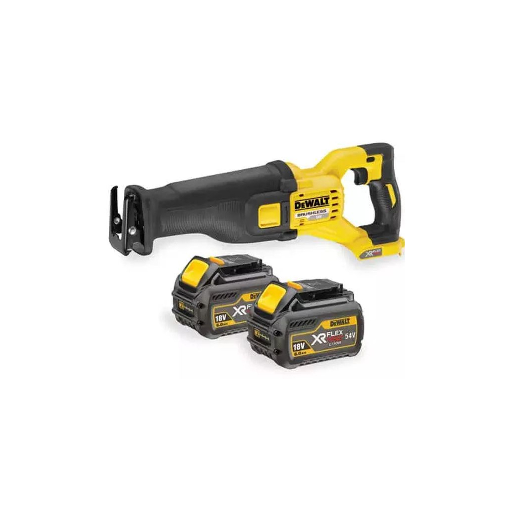 Шабельна пила DeWALT 54В XR FLEXVOLT Li-lon, 0 - 3000 хід/хв, 3.54 кг, 2x6Ah/2Ah, кейс (DCS388T2) - зображення 1