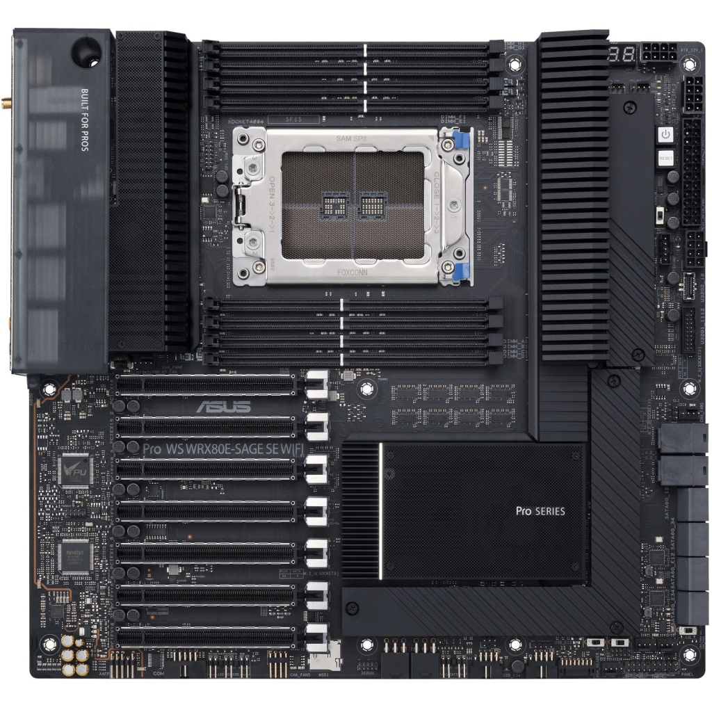 Серверна материнська плата ASUS PRO WS WRX80E-SAGE SE WIFI sWRX8 WRX80 8xDDR4 M.2 WiFi BT EATX (90MB1590-M0EAY0) - изображение 5