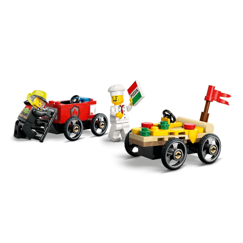 Конструктор LEGO City Піца-авто проти пожежної машини Набір перегонів (60458) - зображення 3