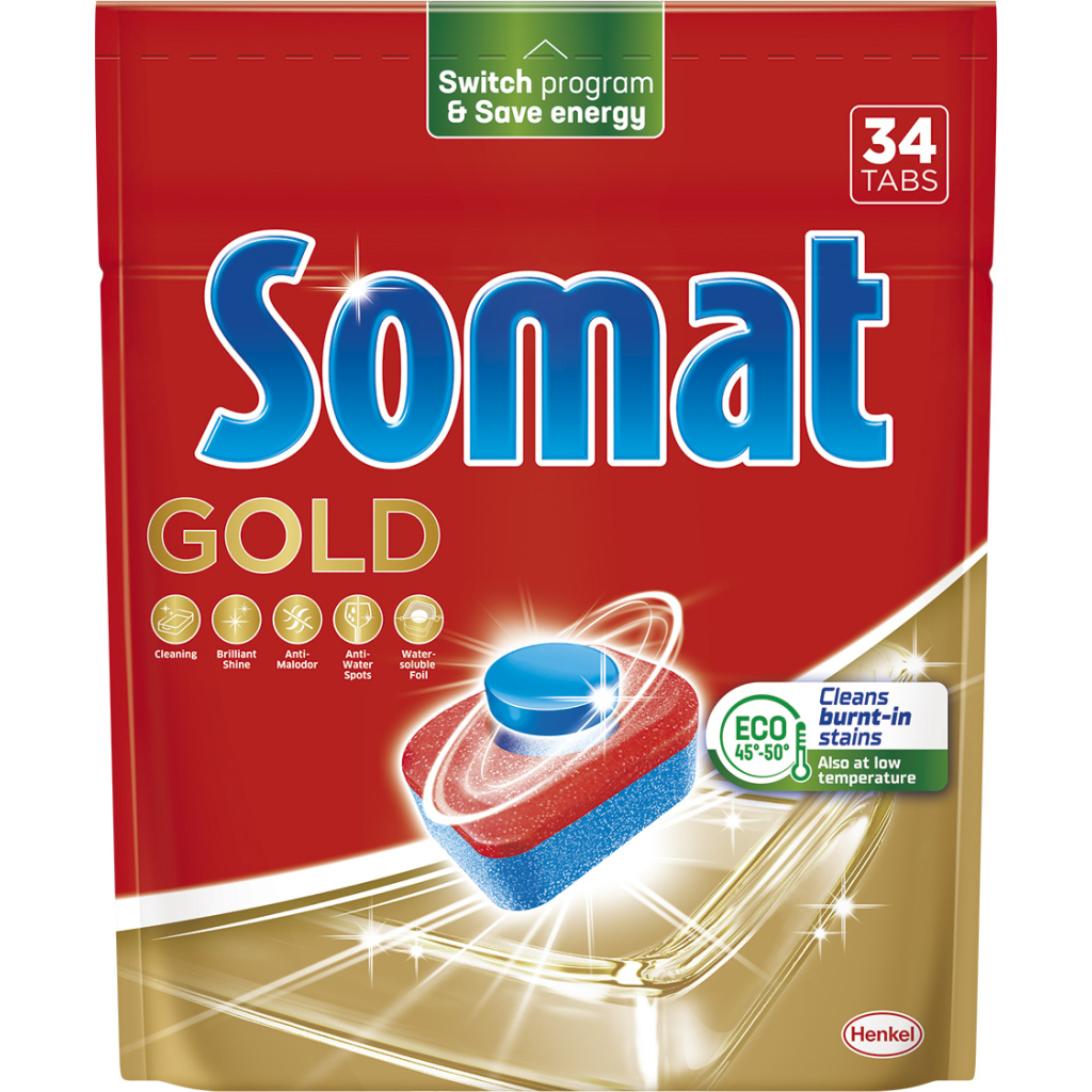 Таблетки для посудомийних машин Somat Gold 34 шт. (9000101577105/9000101808209) - изображение 1
