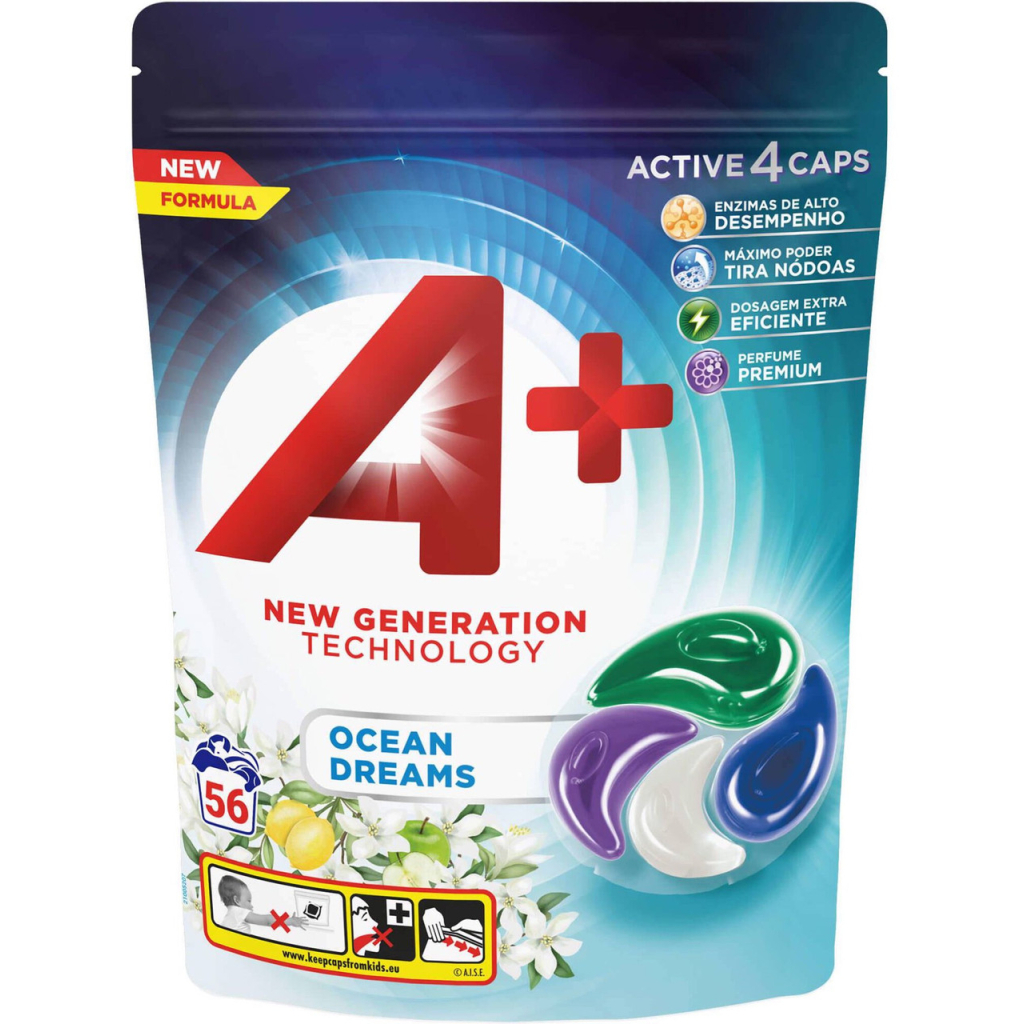 Капсули для прання A+ Ocean Dreams 4 в 1 Для всіх типів тканин 56 шт. (8435495836308) - зображення 1
