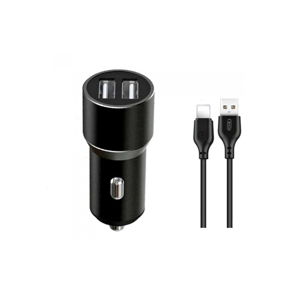 Зарядний пристрій XO TZ09 2.4A/2 USB + cable lightning Black (XO-TZ09L-BK) - зображення 1