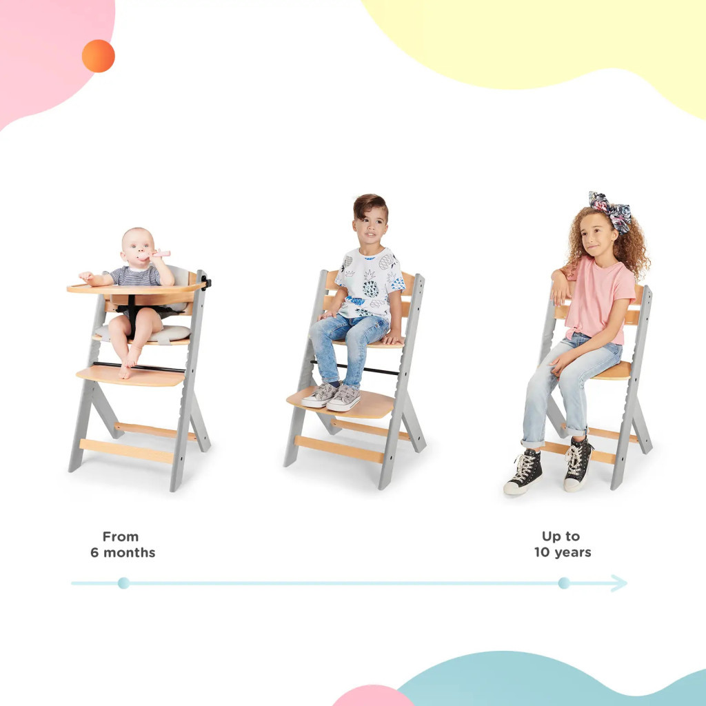 Стілець для годування Kinderkraft Enock Gray Wood з подушкою (5902533917259) - зображення 10