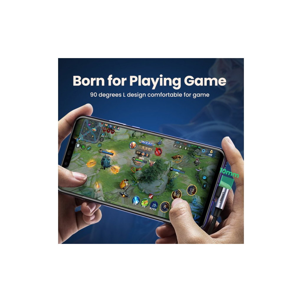 Дата кабель USB 2.0 AM to Type-C 1.0m US176 Both Angled 3A (Black) Ugreen (20856) - изображение 7