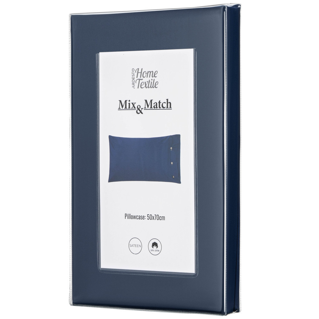 Наволочка Ardesto Mix&Match 50х70 100% бавовна, сатин синій (ART5070PCN) - изображение 3