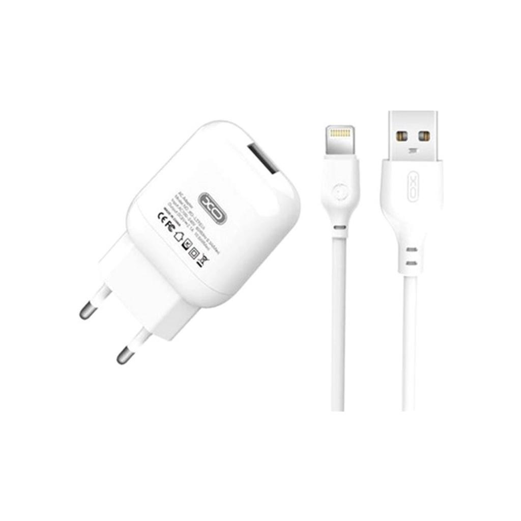 Зарядний пристрій XO L37 2.1A/1USB + cable Lightning White (L37i-WH) - зображення 1