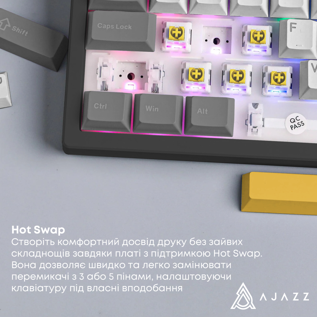 Клавіатура Ajazz AK650 Moon Yellow Switch USB UA Black/Grey/Yellow (AK650-MY-GWY) - изображение 12