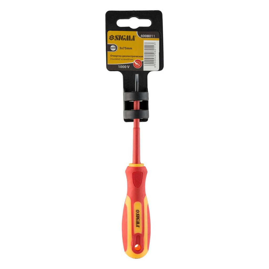 Викрутка Sigma діелектрична шліцьова SL3.0x75мм 1000В СrV (4008011) - зображення 6