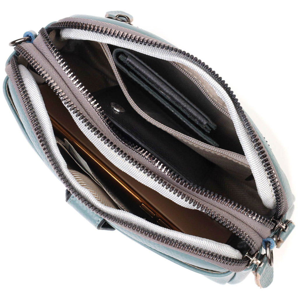 Сумка Vintage З натуральної шкіри Сіро-блакитна (22087) - зображення 7