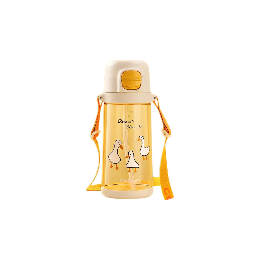 Пляшка для води Casno 690 мл KXN-1219 Помаранчева Гуси з соломинкою (KXN-1219_Orange) - зображення 1