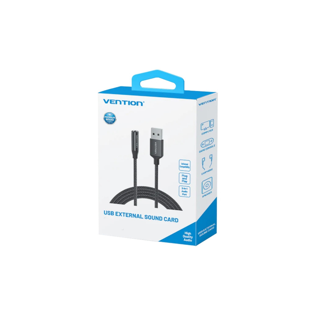 Звукова плата VENTION USB AM to 3.5mm F 0.25m (4pin) 96kHz/24bit DSP noise reduction (CVEBC) - зображення 3