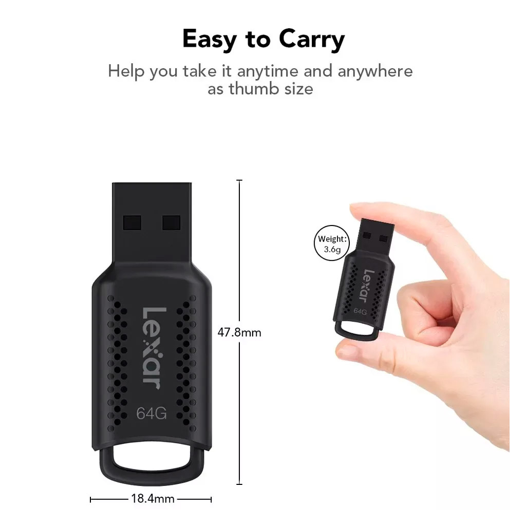 USB флеш накопичувач Lexar 64GB JumpDrive V400 Black USB 3.0 (LJDV400064G-BNBNG) - изображение 8