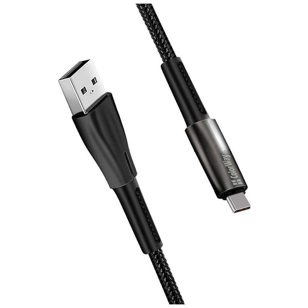 Дата кабель USB 2.0 AM to USB-C 1.0m zinc alloy + led black ColorWay (CW-CBUC035-BK) - зображення 6