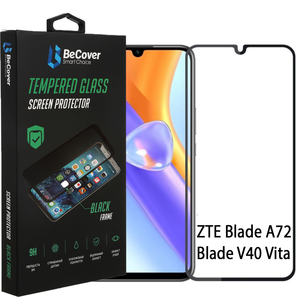 Скло захисне BeCover ZTE Blade A72/A72s/V40 Vita Black (708391) - зображення 1