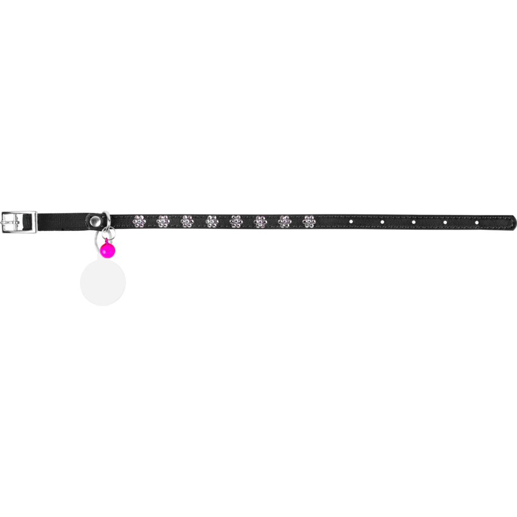 Нашийник для тварин WAUDOG GLAMOUR "Квіточка" з резинкою і стразами для кішок (чорний) (32551) - зображення 3