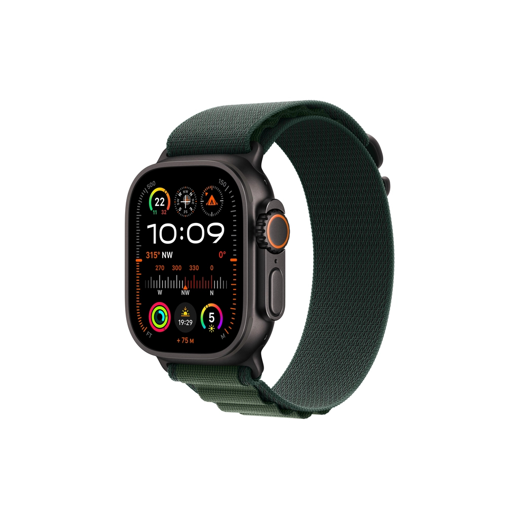 Смарт-годинник Apple Watch Ultra 2 2024 GPS + Cellular 49mm Black Titanium Case with Dark Green Alpine Loop - Small (MX4Q3UL/A) - зображення 1