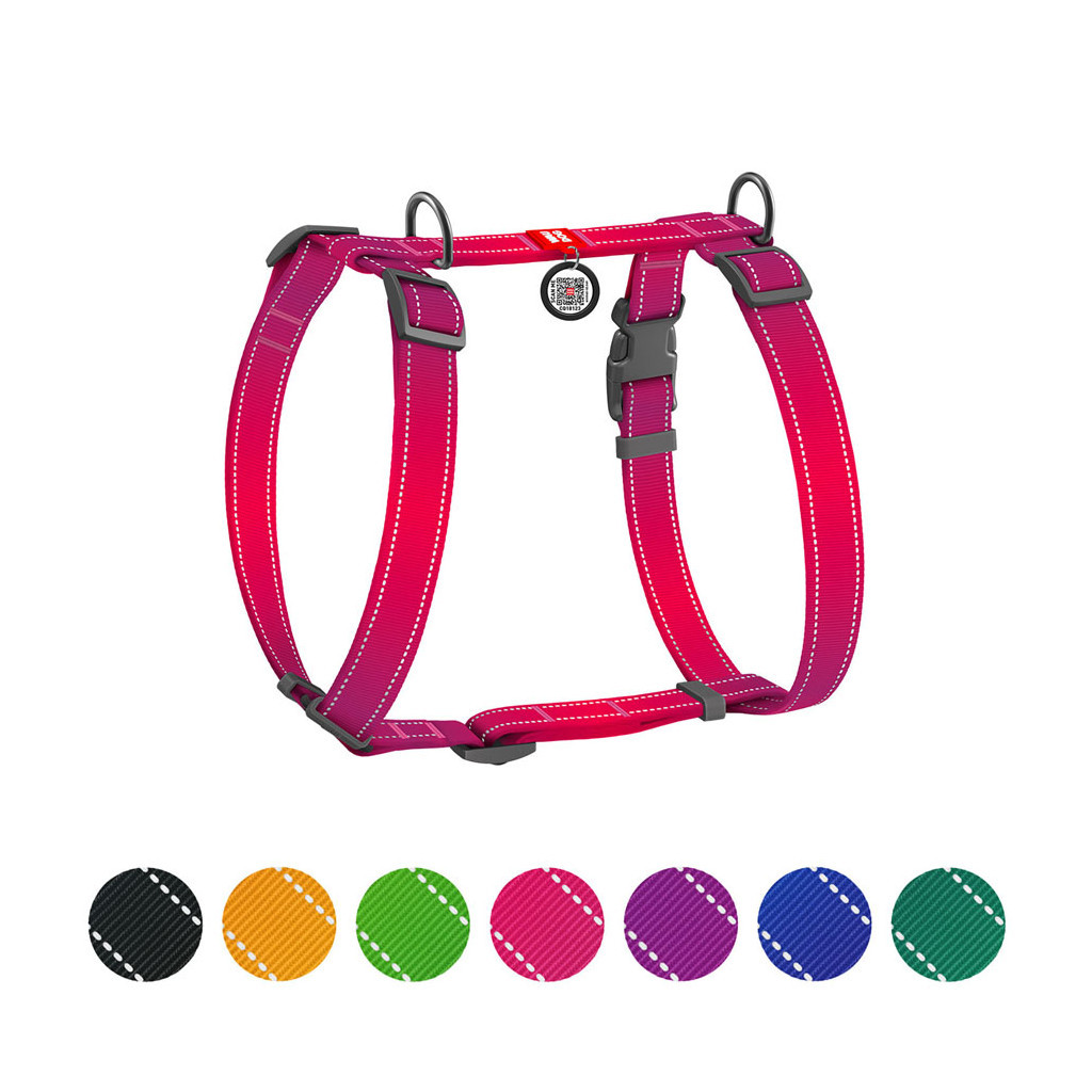 Шлея для собак WAUDOG Nylon Mono з QR-паспортом, пластиковий фастекс L рожева (52747) - зображення 1