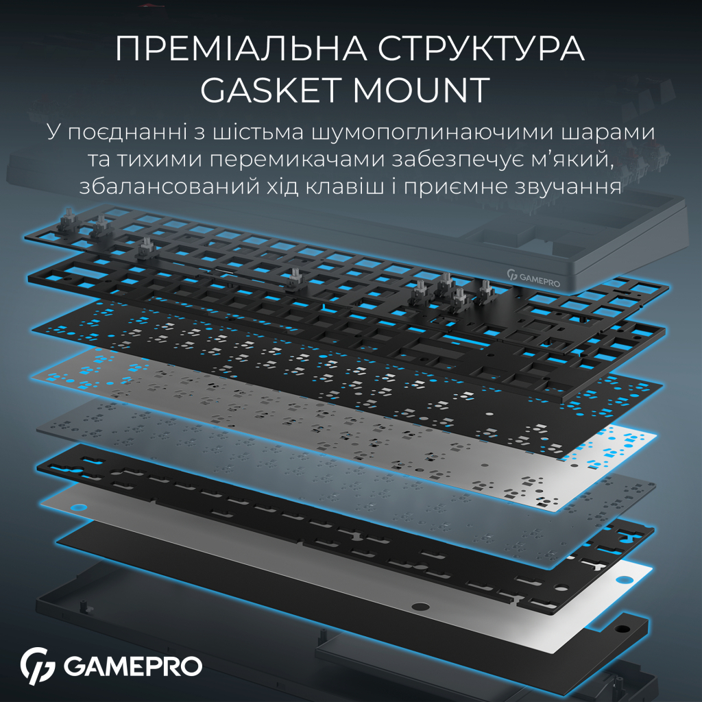 Клавіатура GamePro Asgard Ragnar Wireless/Bluetooth/USB UA Black (MK285BK) - зображення 9