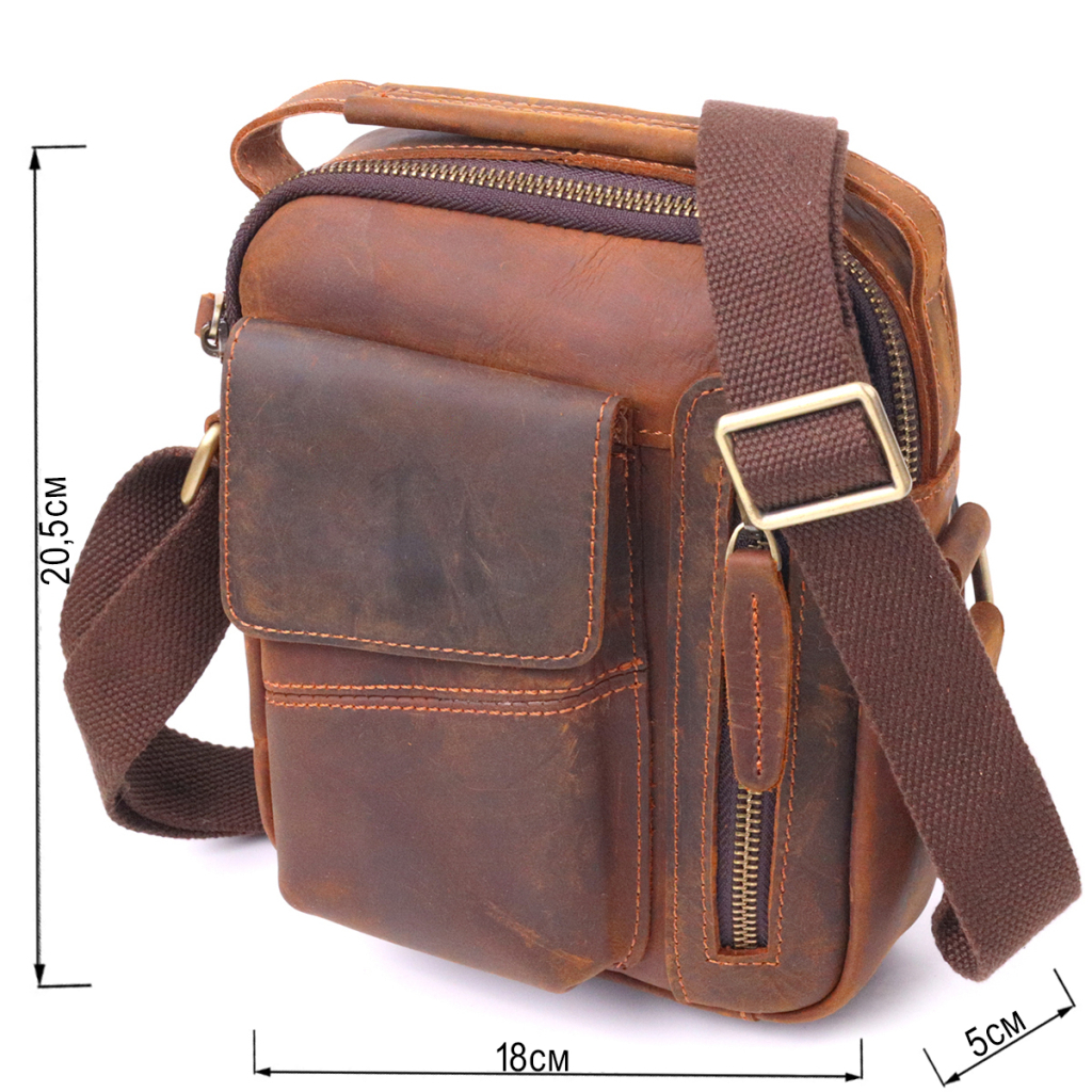 Сумка Vintage Вінтажна чоловіча з натуральної шкіри Коричнева (21293) - зображення 3