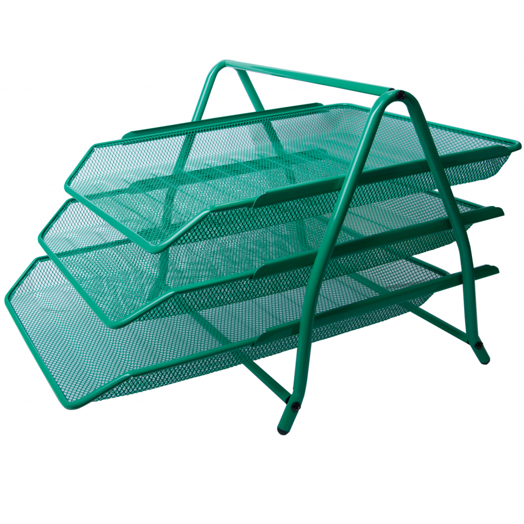 Лоток для паперів Buromax горизонтальний 3 в 1, металевий, зелений (BM.6252-04) - зображення 1