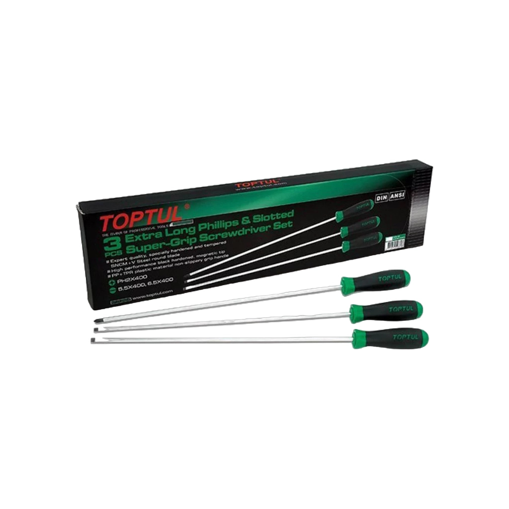 Набір викруток Toptul 3шт. PH1x250, PH2x250, SL5,5x400 (GAAE0305) - зображення 2