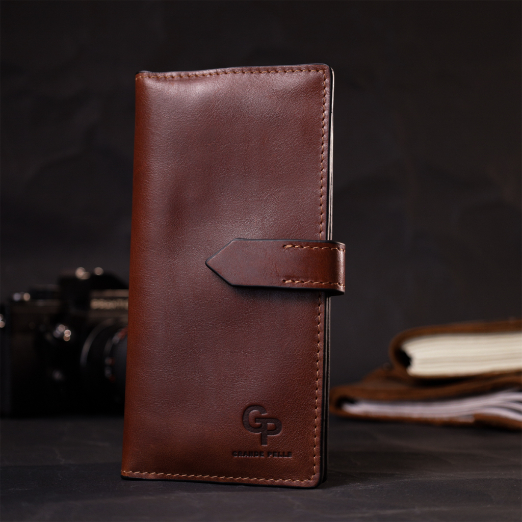 Гаманець Grande Pelle З натуральної шкіри Коричневий (11660) - зображення 9