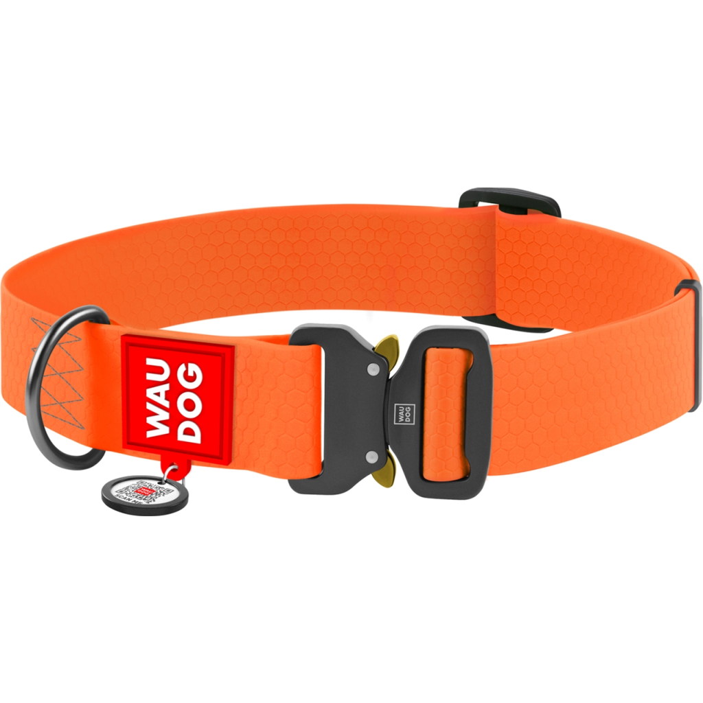 Нашийник для тварин WAUDOG Waterproof з QR паспортом XXL Ш 40 мм Д 43-70 см(помаранчевий) (28014) - зображення 1