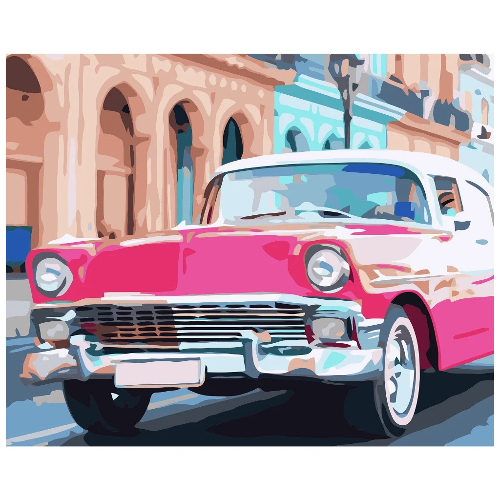 Картина по номерам Strateg Рожеве авто Гавани 40х50 см (VA-3198) - зображення 1