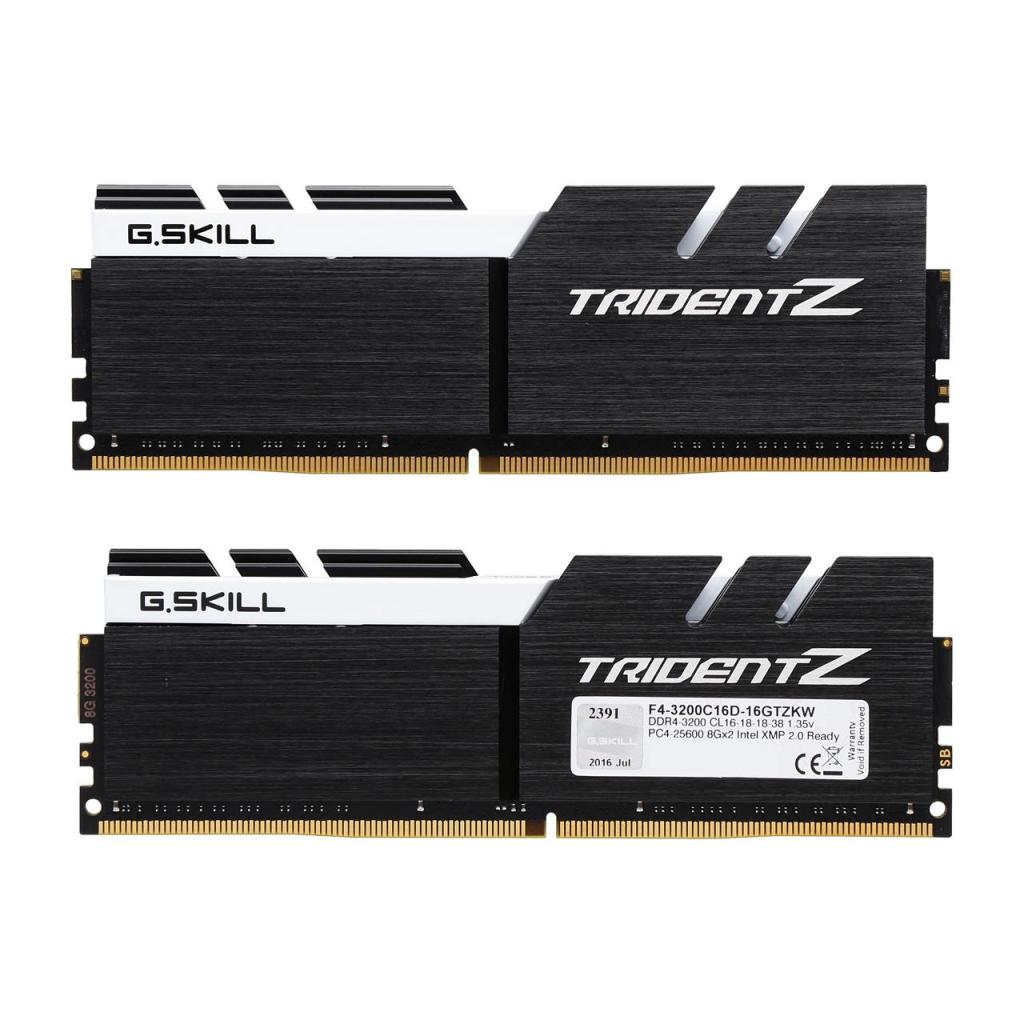 Модуль пам'яті для комп'ютера DDR4 16GB (2x8GB) 3200 MHz Trident Z Black H/White G.Skill (F4-3200C16D-16GTZKW) - зображення 2