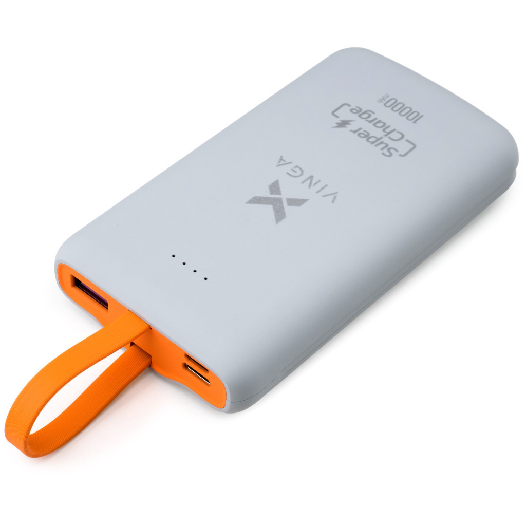 Батарея універсальна Vinga 10000 mAh SuperQC soft touch w/cable 22.5W dark grey (VPB1SQSCDG) - изображение 4