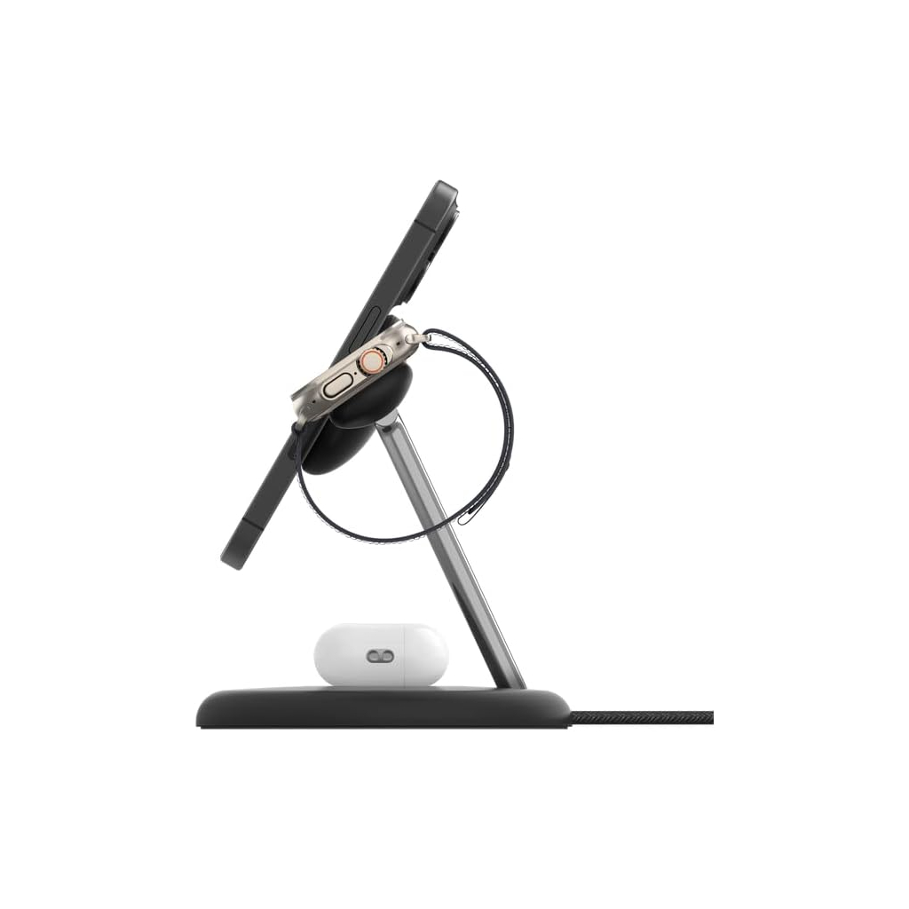Зарядний пристрій Belkin 3in1 Magnetic Adjustable Pad Qi2 15W Black (WIZ023VFBK) - зображення 3