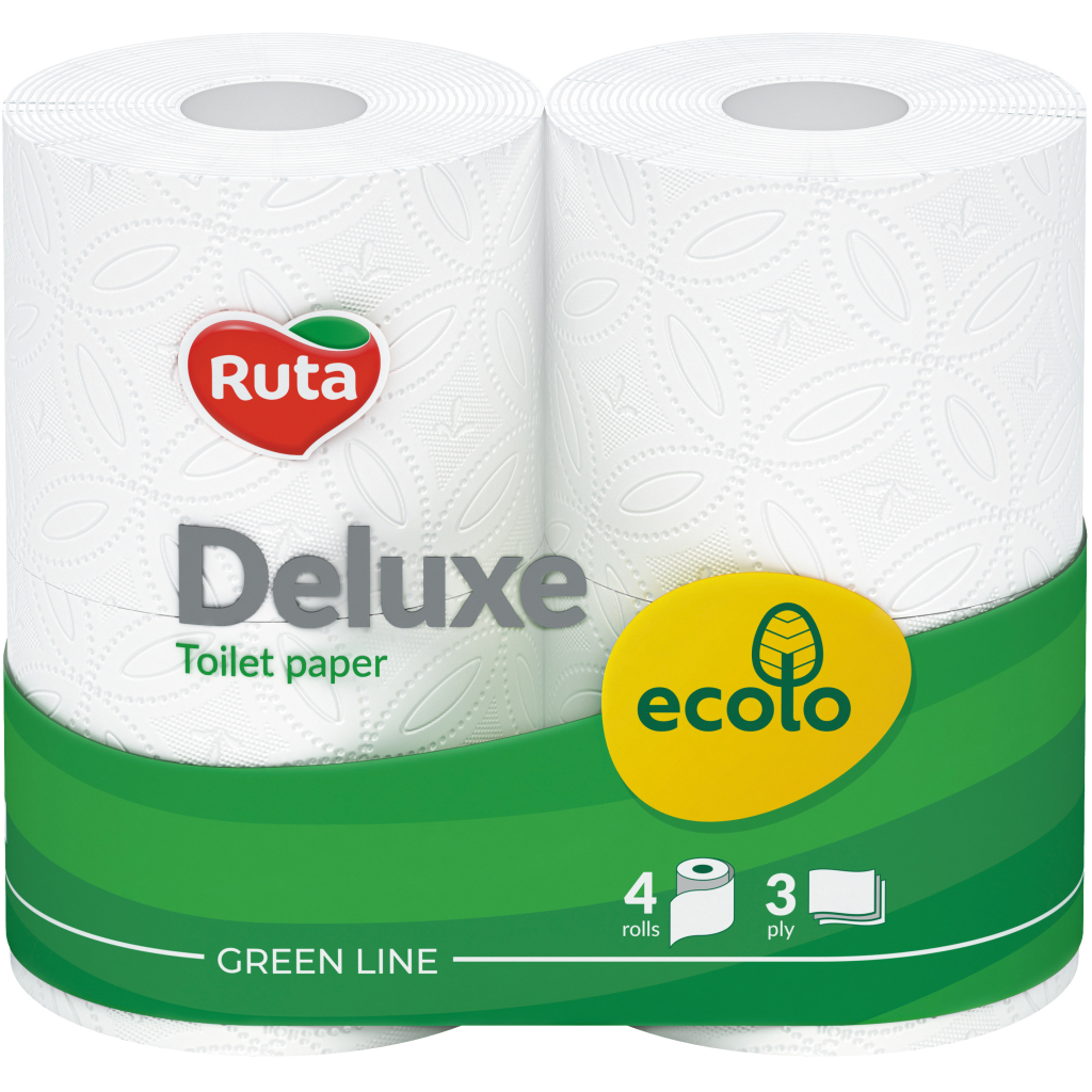 Туалетний папір Ruta Ecolo Deluxe 3 шари 4 рулони (4820202890324) - зображення 1