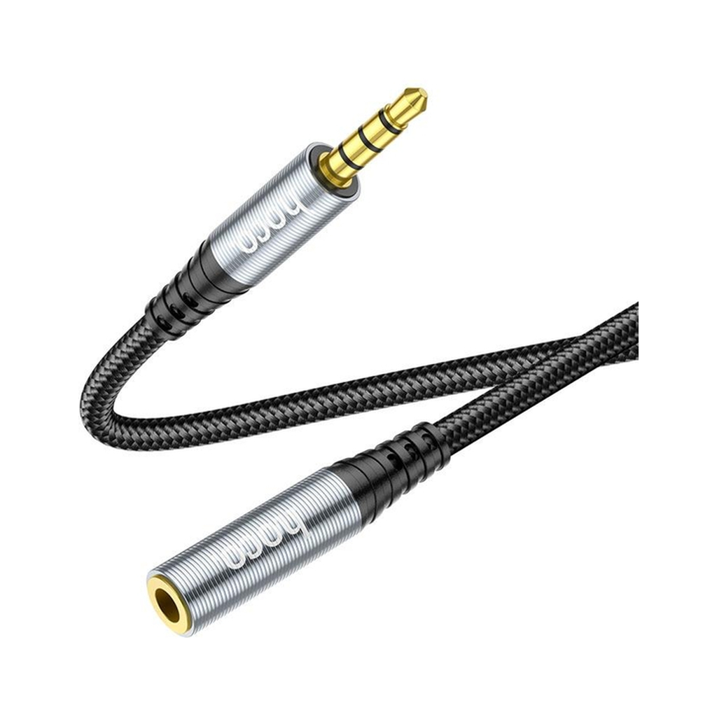 Кабель мультимедійний 3.5mm M to 3.5mm F 1.0m Gray HOCO (6931474762153) - изображение 3