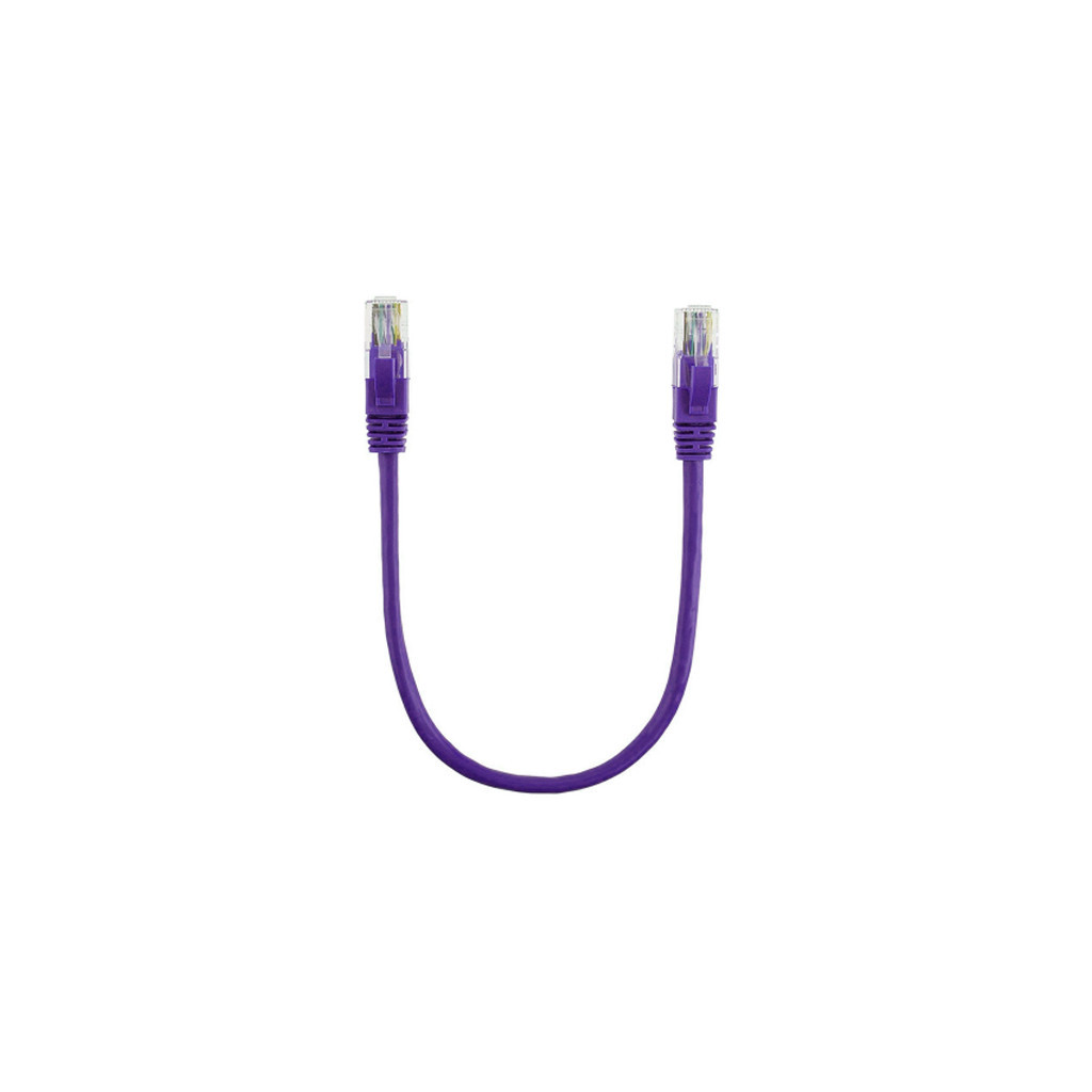 Патч-корд 0.3м, RJ-45, Cat.5e, CU, мідь, фіолетовий Ritar (PCR-CU/0.3Pe / 14090) - зображення 1