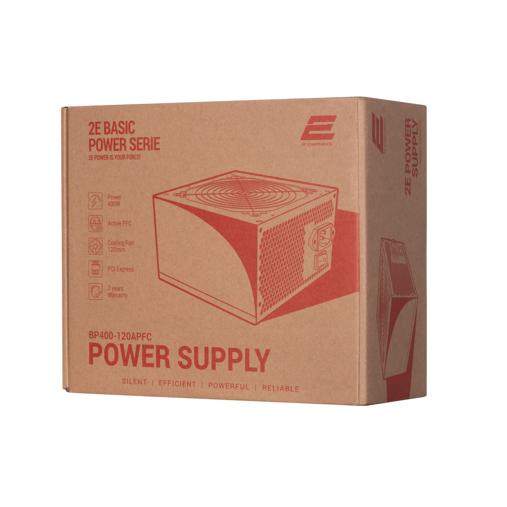 Блок живлення 2E BASIC POWER (400W), 80, 120mm, 1xMB 24pin(20+4), 1xCPU 8pin(4+4), 3xMolex, 4xSATA, 1xPCIe 8pin( (2E-BP400-120APFC) - зображення 10