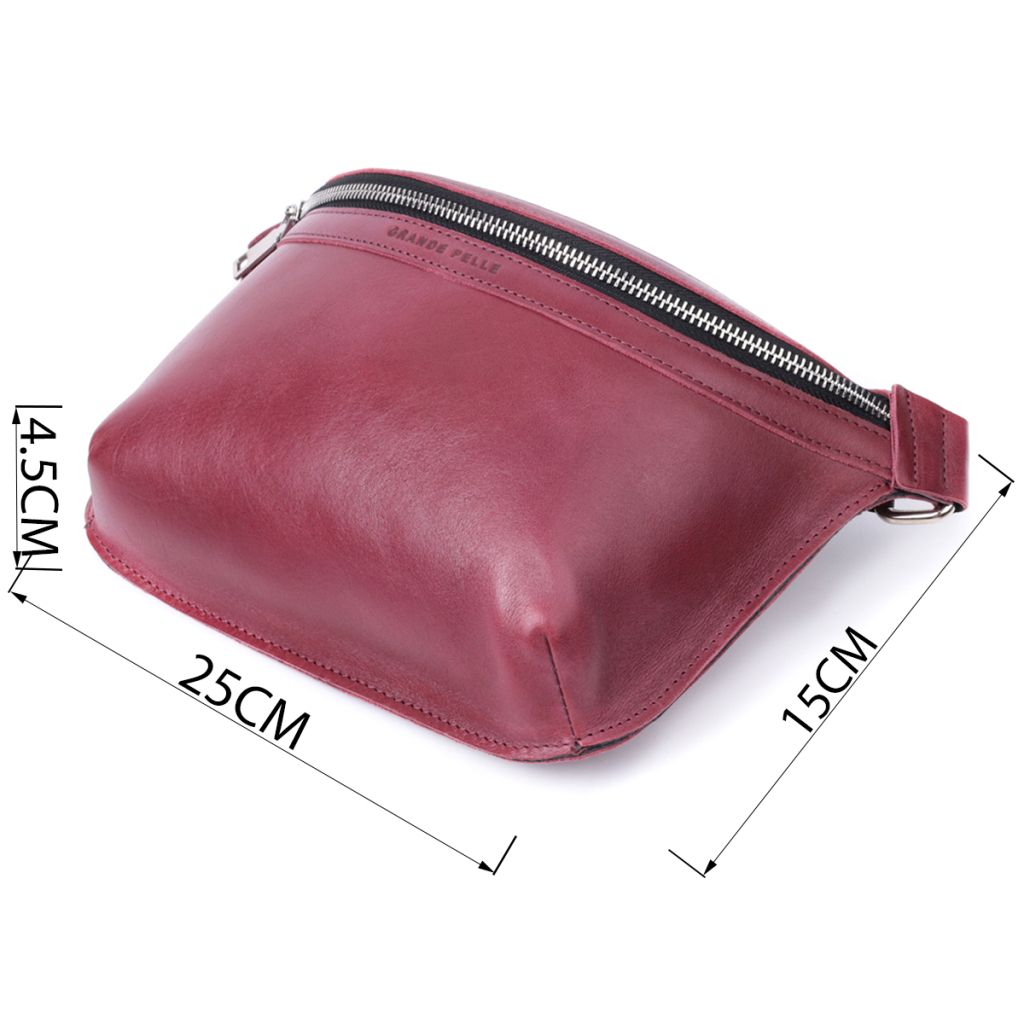 Сумка Grande Pelle Бананка з натуральної шкіри Рожева (22815) - зображення 3