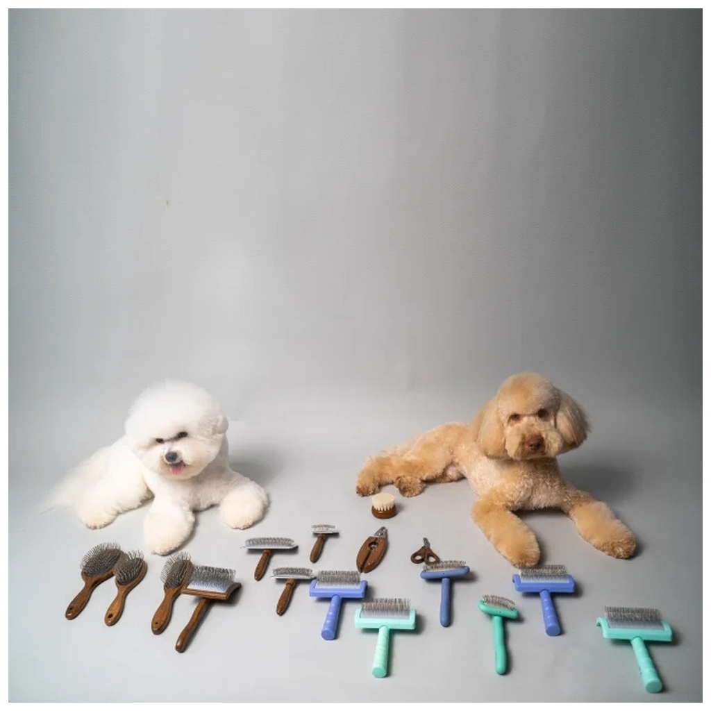 Гребінець для тварин Tauro Pro Line дерев'яна вигнута прямокутна, штифти 25 мм, фіолетова L (TPLB63652) - изображение 4