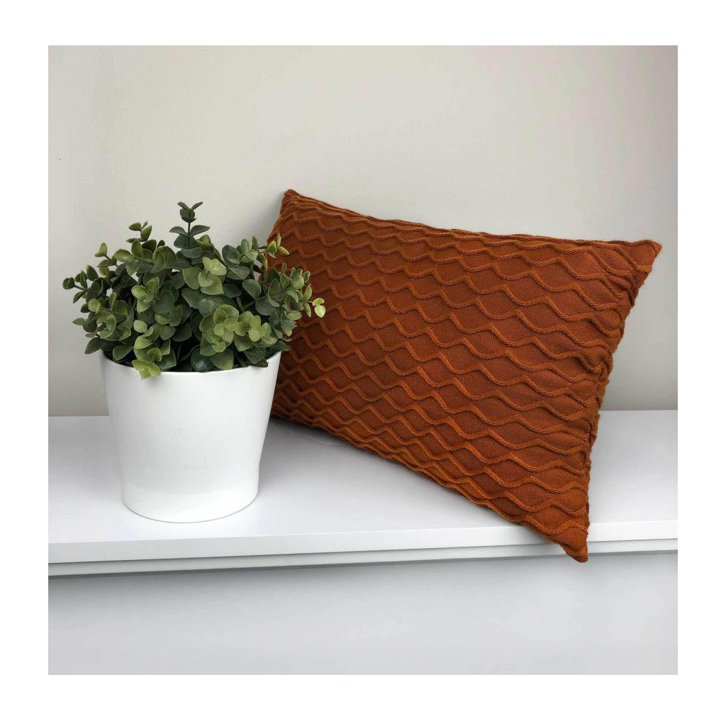 Подушка Прованс декоративна в'язана Хвиля цегляна 30х45 (4823093436862) - зображення 3