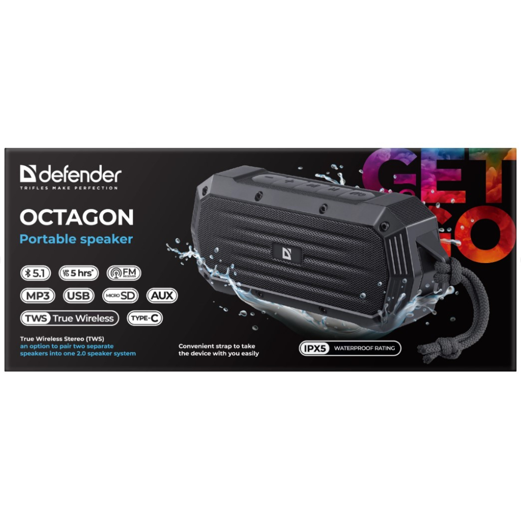 Акустична система Defender Octagon Bluetooth Black (65039) - зображення 2