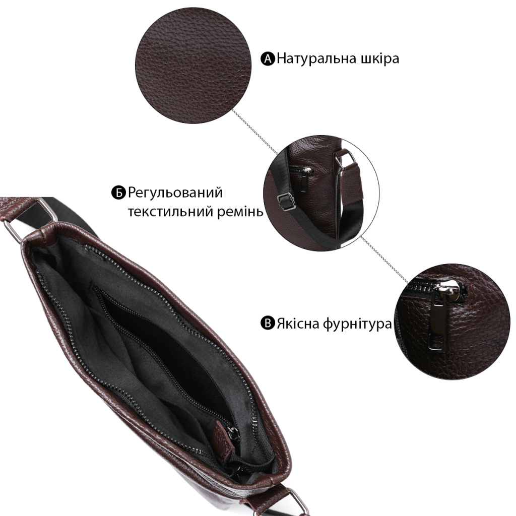 Сумка Shvigel Шкіряна через плече Коричнева (11601) - зображення 4