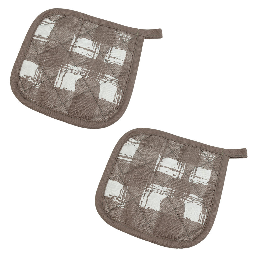 Кухонна прихватка Home Line Набір Капучино + клітинка 20х20см (163504) - изображение 1