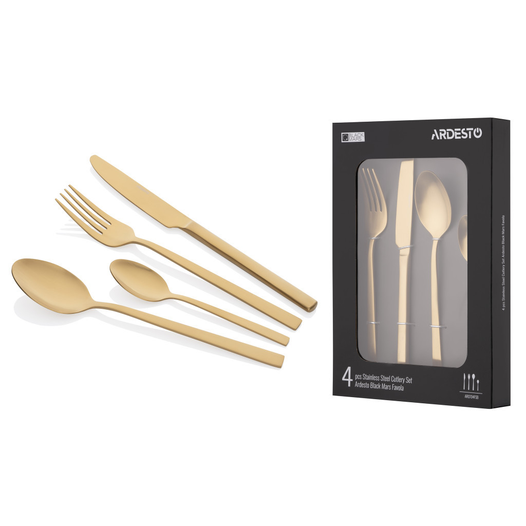 Набір столових приборів Ardesto Black Mars Favola 4 предмета Золотий (AR0704FSG) - зображення 5