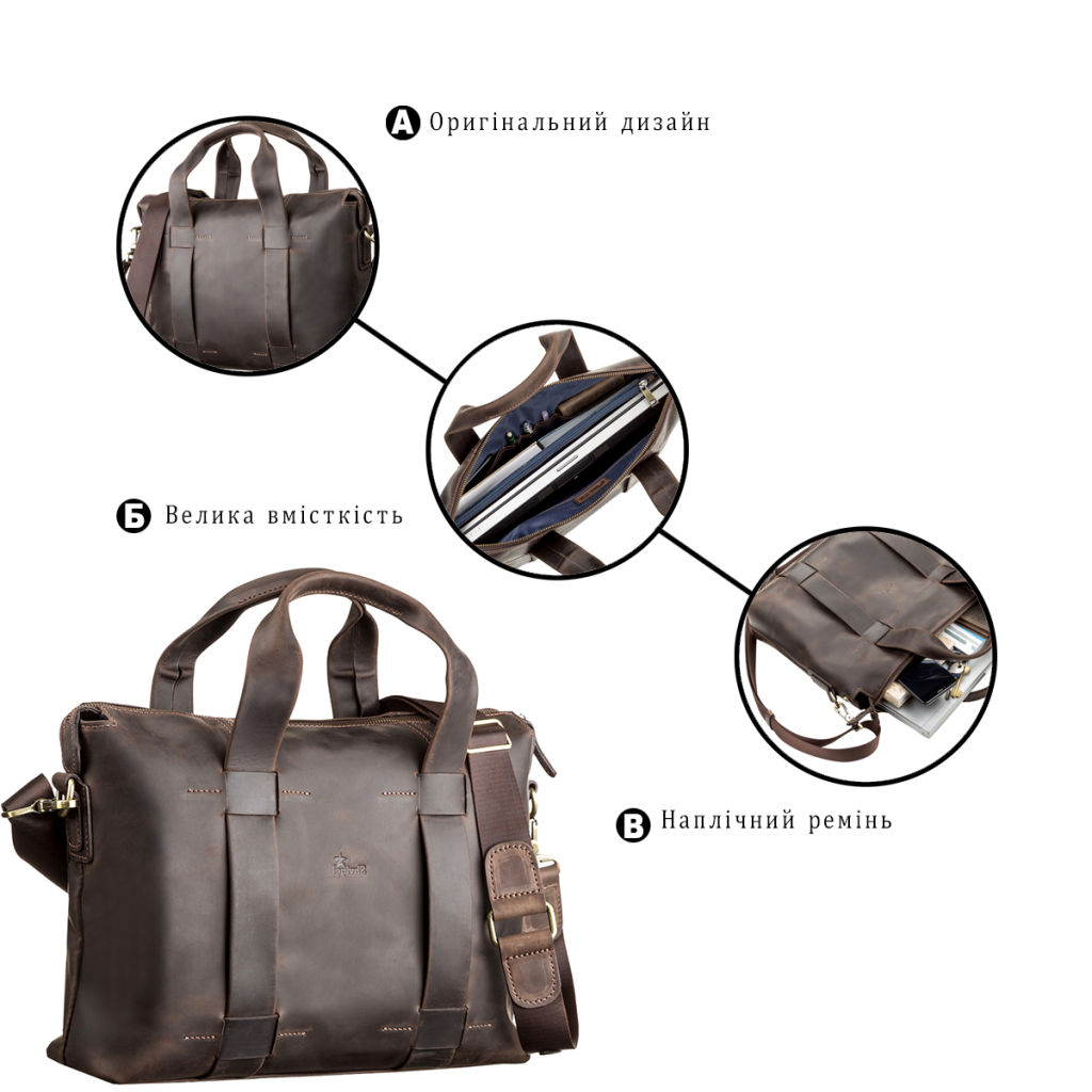 Сумка Shvigel Шкіряна Коричнева (11105) - зображення 4