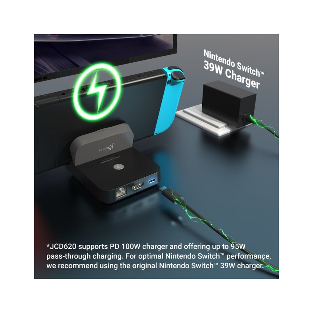 Порт-реплікатор J5create Dock-Station Nintendo Switch (HDMI/PD/USB-A/USB-C/LAN) (JCD620-N) - зображення 10